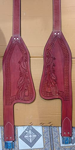 WILD RACE Horse Western Ersatz-Sattelschutzbleche für Erwachsene aus echtem Leder/Horse Western Adult Genuine Leather Replacement Saddle Fenders (Stil-09 (Style-09))