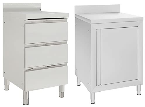 Tidyard 2 STK. Gastro Küchenschrank mit 3 Schubladen Arbeitsschrank Edelstahlschrank Gastroschrank Edelstahl