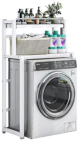 Waschmaschinenregal Toilettenregal mit Ausziehbarer Schublade Badezimmerregal Bad WC Stand Regal mit 2 Ablagen Überbauregal Waschmaschine Toilettenregal Überbau für Waschmaschine