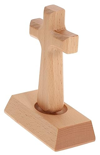 Veemoon Holzkreuz Ornamente Stehend Massivholz Lateinisches Kreuz 1 Stück Dekoration für Zuhause Büro Zimmer Katholisch Christlich
