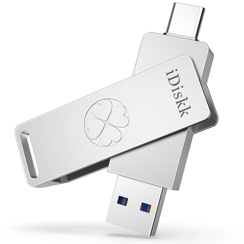 iDiskk 256GB Solid State USB-Flash-Laufwerk, SSD bis zu 500MB/s USB-C und Gen 2 USB3.2 USB Thumb Drive, SSD-Flash-Laufwerk für Type-C iPad/ iPhone15 Android Phone PC/Mac und Tablet