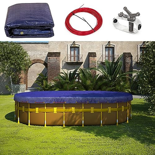 Amgo 30,5 x 61 cm große, ovale blaue Winter-Schwimmbad-Abdeckplane, extra strapazierfähig, wasserdicht, UV-beständig (Abdeckungsgröße: 40,6 x 71,2 cm, Überlappung) – (Wir passen die Größe an)