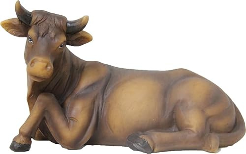 FADEDA Ox/höjd: 10 cm/handmålad/detaljerade krubbfigurer – julbord, dekoration, krubbtillbehör