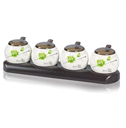 Dispenser per zuccheriera, Zuccheriera con coperchio, barattoli di zucchero for caffè in ceramica, barattolo di spezie for zucchero, barattolo di condimento for saliera-marrone-2 set ( Color : Brown ,