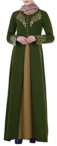 KBOPLEMQ Abbigliamento Musulmano Donne Vestito Unico Abaya A Manica Lunga Monocromatico Abaya Vestito Lungo Abbigliamento Da Preghiera Per Donne Islamico Vicino Oriente Dubai Turchia Kaftan Maxi