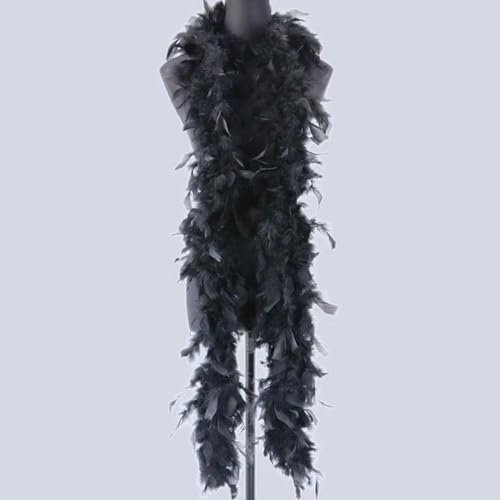 60 Gramm natürliche, flauschige Türkei-Federboas, 2 Meter, Schal, Hochzeitskleid, Karneval, Schal, dekorative Bastelfedern, Schwarz