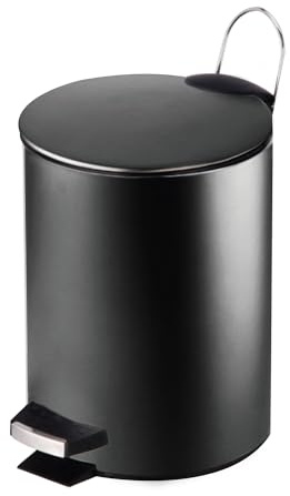GREATOYAR Papelera Metal Con Pedal, Cubo de Basura de Acero Inoxidable, Reposapiés Antideslizante para Cocina, Baño, Oficina, 3 Litros, Negro