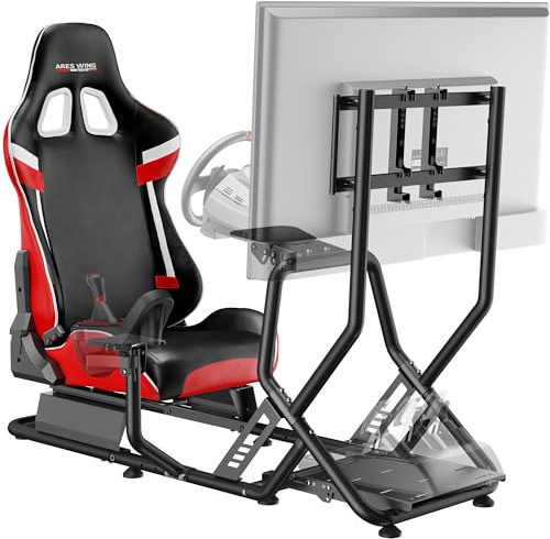 ARES WING Racing Simulator Cockpit with Monitor Mount and Seat, Formula and GT Sim Racing Cockpit Compatible with Fanatec, Thrustmaster, Logitech, Moza Racing Games on PS5, PS4, Xbox and PC