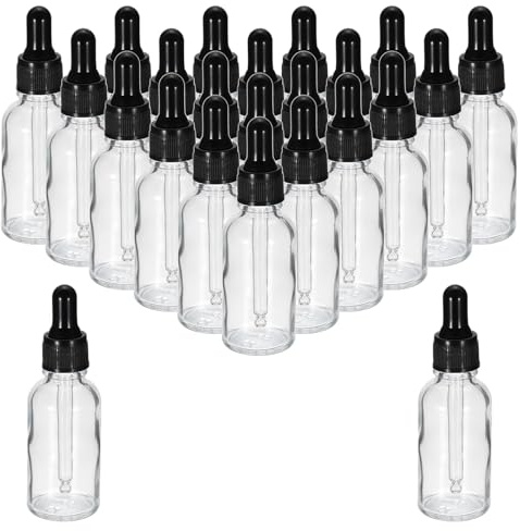 PATIKIL 30ml Glass Dropper Bottle, 24Pcs Leakproof Essential Oils Sample Liquid Perfume Container with Eye Dropper for Storage Home Travel, Clear