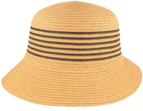 Breiter Damen Strohhut Strandhut Schute mit asymmetrischer Krempe & Schleife Damenhut 100% Papier