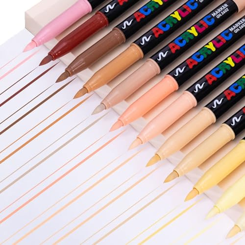 PEILINZE Marqueur Acrylique 12 Couleurs - Stylo Peinture pour Graffiti et Dessin sur Roche - Fournitures Scolaires et Bureau