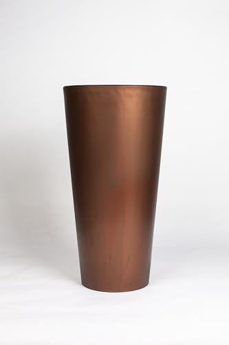 Planters Pride Cyclone 57cm Tall Plastic Flower Pot, Copper Effect | 15/27L Weather-Resistant Large Indoor/Outdoor Planter with Insert & Drainage | Round Houseplant & Patio Pot for Flowers/Small Trees