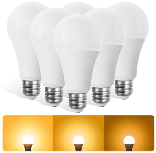 AUQUEE 15W E27 LED Warmweiss Dimmbar Glühbirne (ersetzt 120W), 1350LM, 2700K Warmweiß A70 LED Lampe, Dimmbar E27 LED Leuchtmittel CRI 80+, E27 LED Edison Birne, Lebensdauer über 20000h, 6er Pack