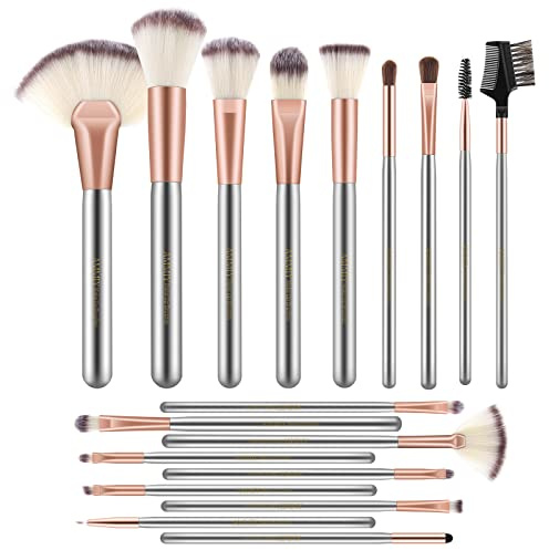 LOIVIYA 18 Teiliges Makeup Pinsel Set, Professionelles Pinselset, Komplettes Unentbehrlicher Kosmetikpinsel, Schminkpinsel für Lidschatten Stiftung Erröten Pinsel Concealer Eyeliner