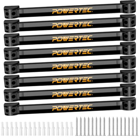 POWERTEC Magnetic Tool Holder Strip 12 8PK, Metal Magnet Tool Bar Organizers for Garage, Workshop & Kitchen w/Mounting Screws, Space Saving Shop Organization Accessories (71965-P2)