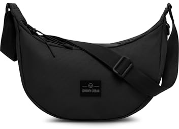 Johnny Urban Crossbody Bag Damen & Herren Schwarz - Ally Medium - Moon Bag Design - Umhängetasche im Halbmond Stil - Halbrunde Tasche mit verstellbarem Gurt - Wasserabweisend