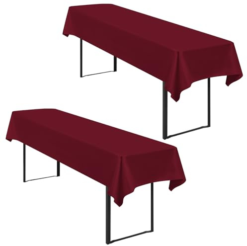 2 Stück Tischdecke Bierzeltgarnitur 100 x 250cm Biertisch Tischdecke wasserdichte Polyester Tischdecken Burgund Biertischdecke für 50 und 70cm Biertische, Rechteckige Tischdecken für Hochzeitsfeiern