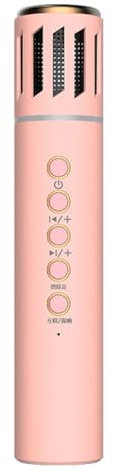 Uxsjakjsd Micrófono Portátil Inalámbrico Bluetooth para Karaoke en Casa, Audioconferencias, Reducción de Ruido, Luz Colorida, Color Rosa.