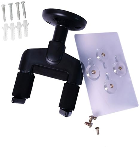 realideas Stick Guitar Hook No Drill - Guitar Wall Mount Hook with Auto Lock, Black Universal Wall Hanger for Acoustic, Electric, Classical, Bass, Banjo, Mandolin(One Pcs)