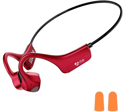 YouthWhisper Bone Conduction Headphones - Open-Ear Wireless Headphones Bluetooth Sport Headset with Microphones Sweatproof Waterproof Earphones for Running, Gym, Hiking, Cycling(Red)