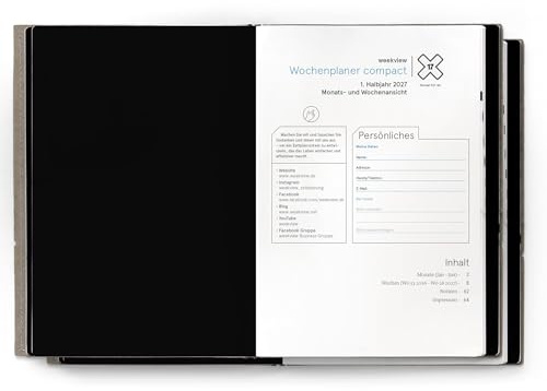 weekview X17 Nachfüll-Hefte 2027 – Set compact A5 (2 Hefte) – 2× Halbjahr Wochenplaner: 1 Woche auf Doppelseite – Refill-Hefte für X17 System – Kalender-Einlagen als gebundene Hefte