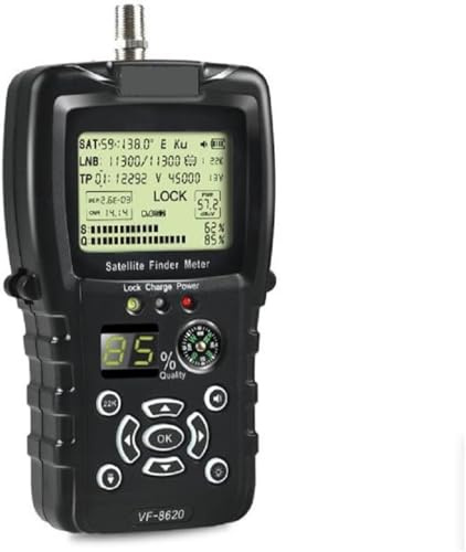 Generic Digital Satellite Signal Finder Meter VF-8620, DVB-S2 Compatible, Black LCD Display, Compass, Li-ion Battery, Signal Quality Testing, USB Update