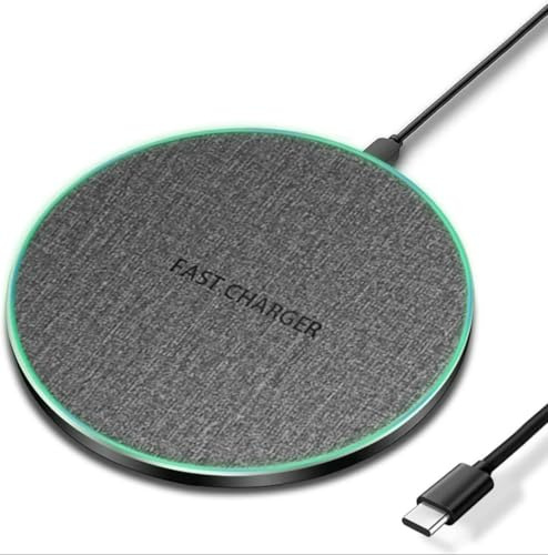 30W Wireless Charger For iPhone, Fast Charging Pad, Wireless Charger Pad, Charging Station For Samsung Android Fabric Charging Pad (Grey)