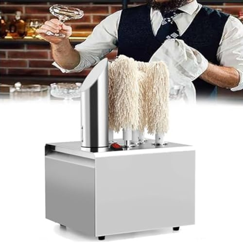 LSBHPPD Electric Wine Glass Polishing Machine Electric Automatic Dryer Commercial Wine Glass Polisher Machine 330/660 Cups/H,Includes 5/8 Brushes,360° Cleaning Without Dead Angles for Hotels 5heads