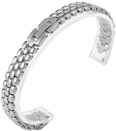 Rostfritt stålarmband for damer med smal metall, utfälld spänne, polerad klocka kedja(Silver,8mm)
