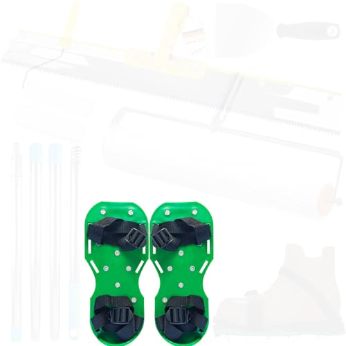 VKE kit de Herramientas de Autonivelación de Cemento, Rodillo de Púas Autonivelante 11 mm, Zapatos con Pinchos Para Cesped 30 mm, Rascador de Acero Inoxidable (Solo Zapatos con Pinchos Para Cesped) | Rodillo de ventilación con púas, material PP, rasqueta de acero inoxidable y barra telescópica, calidad profesional