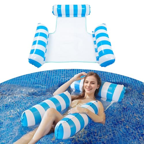 Pool Sitz Schwimmende Hängematte, Luftmatratze Pool, Aufblasbarer Sessel, Wasserhängematte Spielzeuge mit Rückenlehne und Armlehnen, Schwimmsitz, Wassersitz Poolhängematten Liegematte für Erwachsene