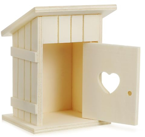 IWOWHERO Nichoir en Bois Beige à Peindre, Facile à Installer, Design Décoratif, pour Jardin et Balcon, Maison pour Oiseaux, Favorise Sauvage