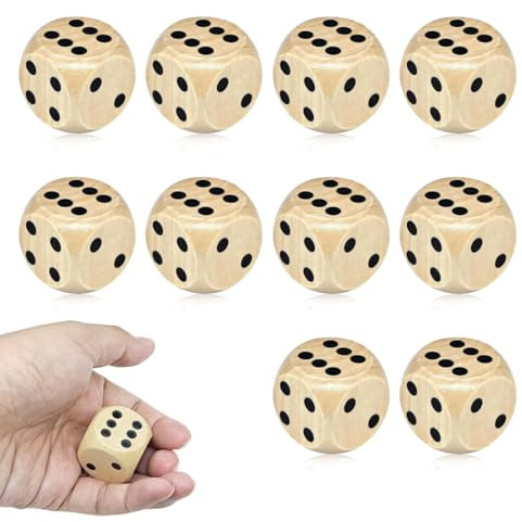 ZORTVUL Confezione Da 10 Dadi Da Gioco In Legno 30 Mm, Dadi Da Gioco In Legno Naturale, Giochi Di Carte Accessori Per Giochi Di Società