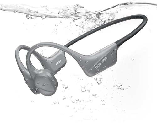 Luzglo Bone Conduction Headphones IP68 Waterproof Headphones for Swimming, Underwater Swimming Earbuds Silicone Bluetooth 5.4 Open-Ear 32GB MP3 for Running Cycling(GRAY)