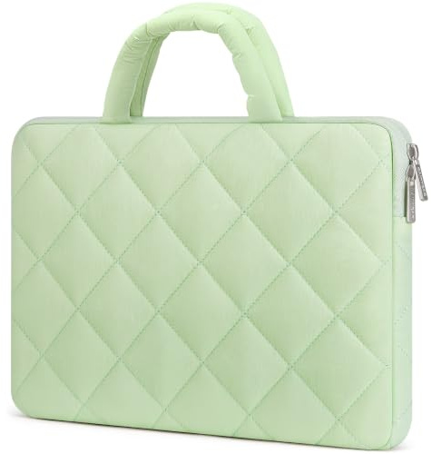 RAINYEAR 13-14 Inch Puffy Laptop Sleeve Soft Protective Padded Case, Green | Compatible with 13 Macbook Air/Pro 14 Macbook Pro/Max M5 M4 M3 M2 M1, 13-14 Inch Notebook Chromebook Ultrabook