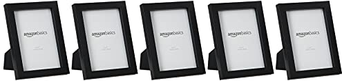 Amazon Basics Rechteckig Fotorahmen, 5 Stück, Schwarz, 13 x 18 cm