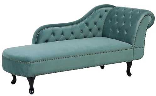 Beliani Retro Chaiselongue Samtstoff rechtsseitig mintgrün Nimes