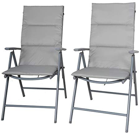 Chicreat Campingklappstühle mit Polsterung, Silber/Grau (2er-Pack)