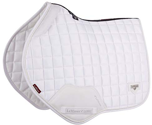 LeMieux Loire Memory Satin Close Contact Schabracke in Weiß – quadratisch – Bambusfutter mit reibungsfreier Bindung und Gurtschutz – groß
