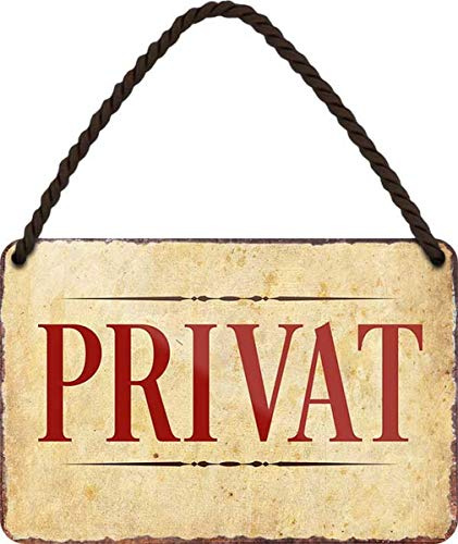 WOGEKA ART Cartel retro de chapa – PRIVAT – divertido mensaje como idea de regalo para cumpleaños, Navidad para decoración, 18 x 12 cm, diseño vintage de metal HS386