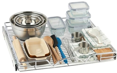 Hold N' Storage Ausziehbare Schubladenschrank-Organizer, robust, 55 Jahre eingeschränkte Garantie, 55 cm B x 53 cm T – benötigt mindestens eine 58 cm Schranköffnung, Chrom-Finish