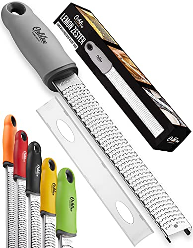 ORBLUE Râpe Zesteur Acier Inoxydable Idéal pour Agrumes et Fromage Type Microplane avec Lame Fine, Manche Antidérapant et Housse de Protection Résistant à la Rouille pour Chefs et Amateurs de Cuisine