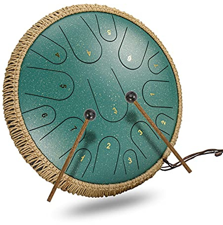 ruixin 14 Zoll 15 Tone Tongue Drum, Ätherische Trommel Schlagzeug Instrument Scheibentrommel Percussion Instrument mit Trommelschlägeln Tragetasche Note Sticks Meditation Yoga