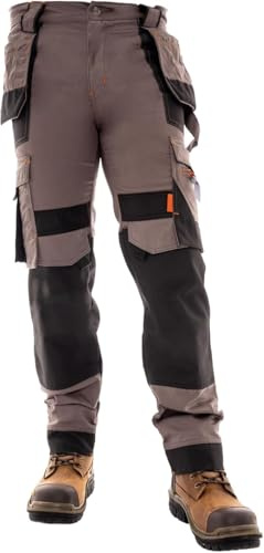 Juicy Trendz Men’s Work Trousers, Heavy Duty Cargo Combat Pants with Knee Pad & Holster Pockets, Durable Safety Workwear for Construction, Tradesmen & Electricians