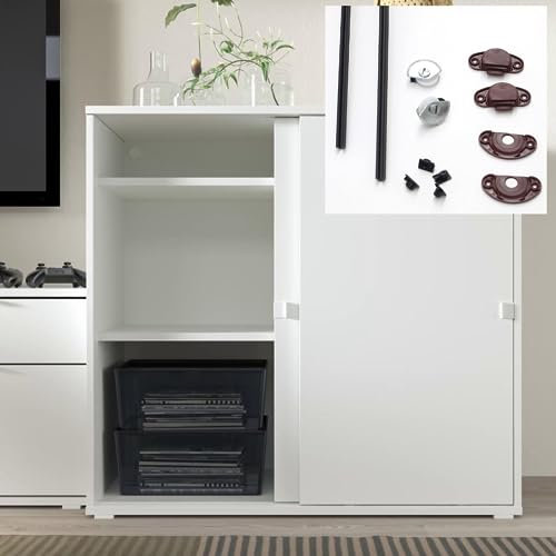 Evotrade Système de quincaillerie coulissante pour portes de meubles Junior1 - rail de 2 mètres - hauteur maximale 120 cm pour 1 ou 2 portes - fermeture en option (1 porte de fermeture standard, rail