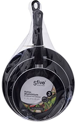 5five - 3 poêles aluminium 20 24 28cm