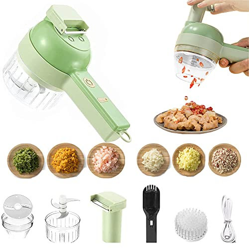 Merrwon 6 in 1 Handheld Electric Vegetable Cutter Set, Electric Food Chopper, Mini Food Slicer and Chopper for Garlic Pepper Chili Onion Celery Ginger Meat