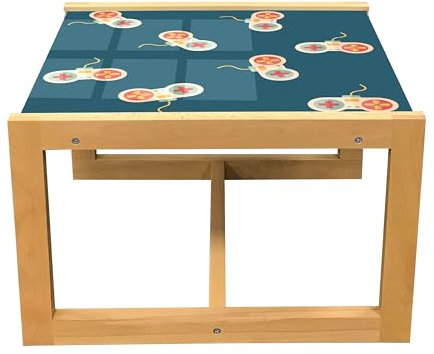 ABAKUHAUS Juego de Azar Mesa de Centro, 90 Videojuegos Consolas, Mesa Central de Cristal acrílico Duradero con Marco de Madera para, Pequeño, Azul Petróleo Multiclor