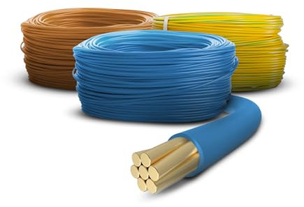 Primes DIY Single Core Conduit Cable 2.5mm Copper Wire Insulated PVC, Stranded Flexible Coil 6491X Electrical Wire, BASEC Approved – Blue & Brown & Yellow/Green(5 Meter), Home Improvement