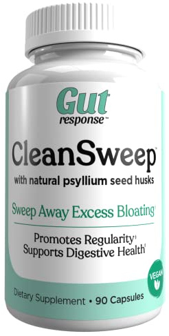 Gut Response CleanSweep Capsules, Supports Healthy Bowel Movements, Digestive Health Support, Promotes Regularity, Natural Psyllium Seed Husk, Daily Fiber Supplement, 90 Capsules, 90 Servings
